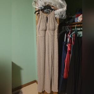 R&M Richards Tan Wide-Leg Jumpsuit